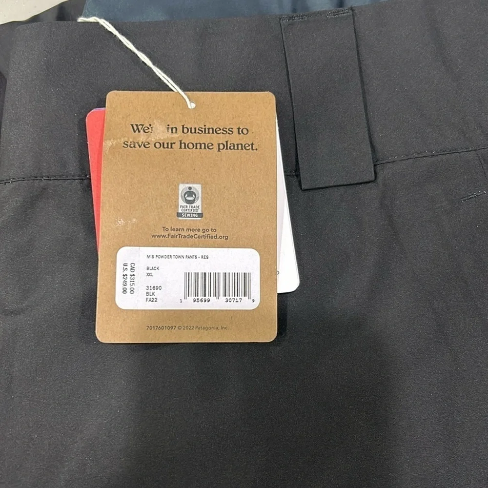 Patagonia Men's XXL Powder Town Ski Pants Regular Black NWT Snowboard